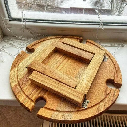 Portable wood foldable small table 30 x 16 cm outdoor snack side table wood colour