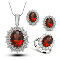 Korean style crystal bridal jewellery set with copper necklace, earrings, and ring in olive green