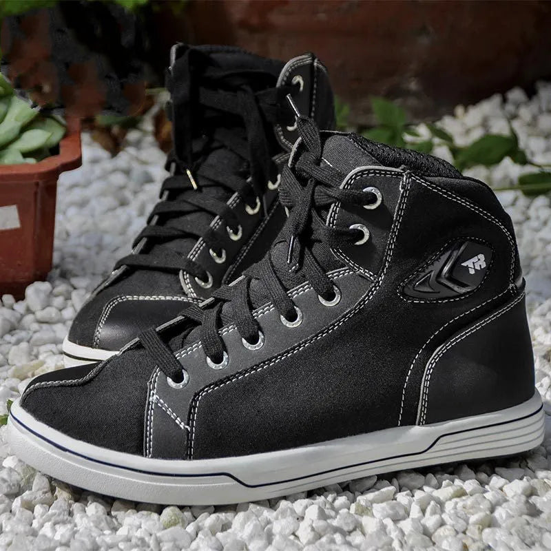 Black and grey motorcycle summer casual short boots with anti-fall soles for riding