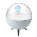 USB cartoon night light LED desk lamp with plastic shade in modern simple style, showing blue or white light options