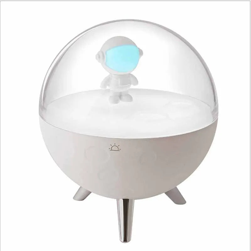 USB cartoon night light LED desk lamp with plastic shade in modern simple style, showing blue or white light options