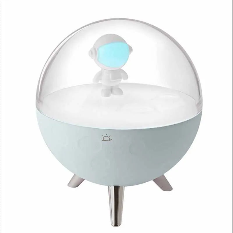 USB cartoon night light LED desk lamp with plastic shade in modern simple style, showing blue or white light options