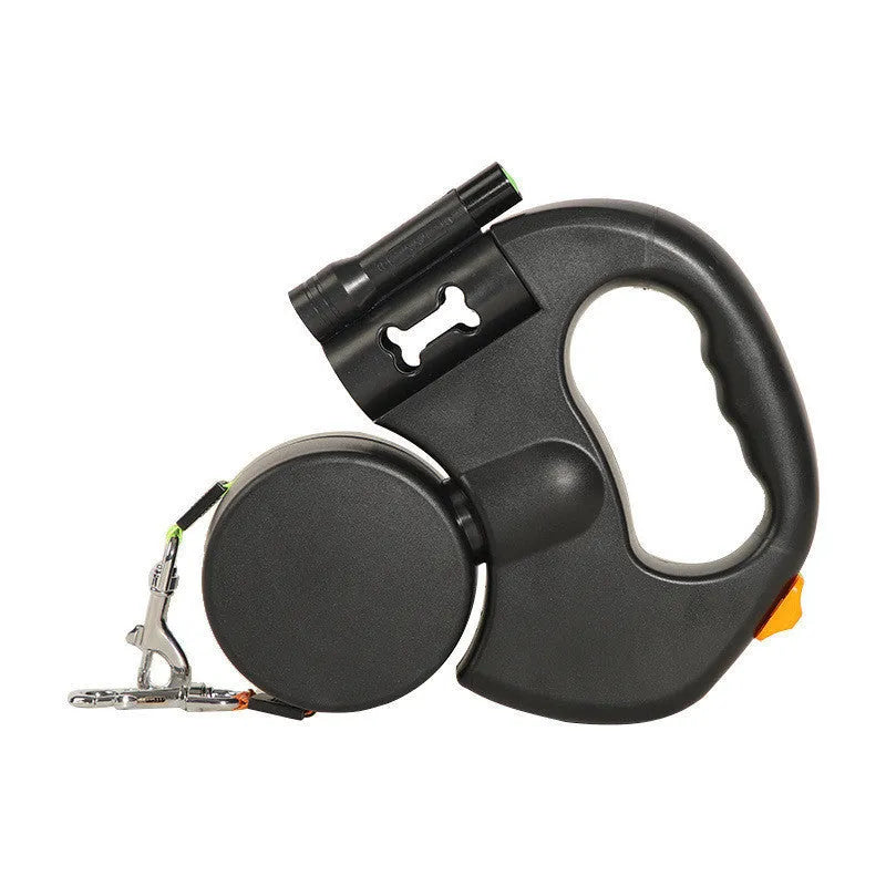 Automatic telescopic traction rope with light double-head 3 metre ABS recovery tow rope black