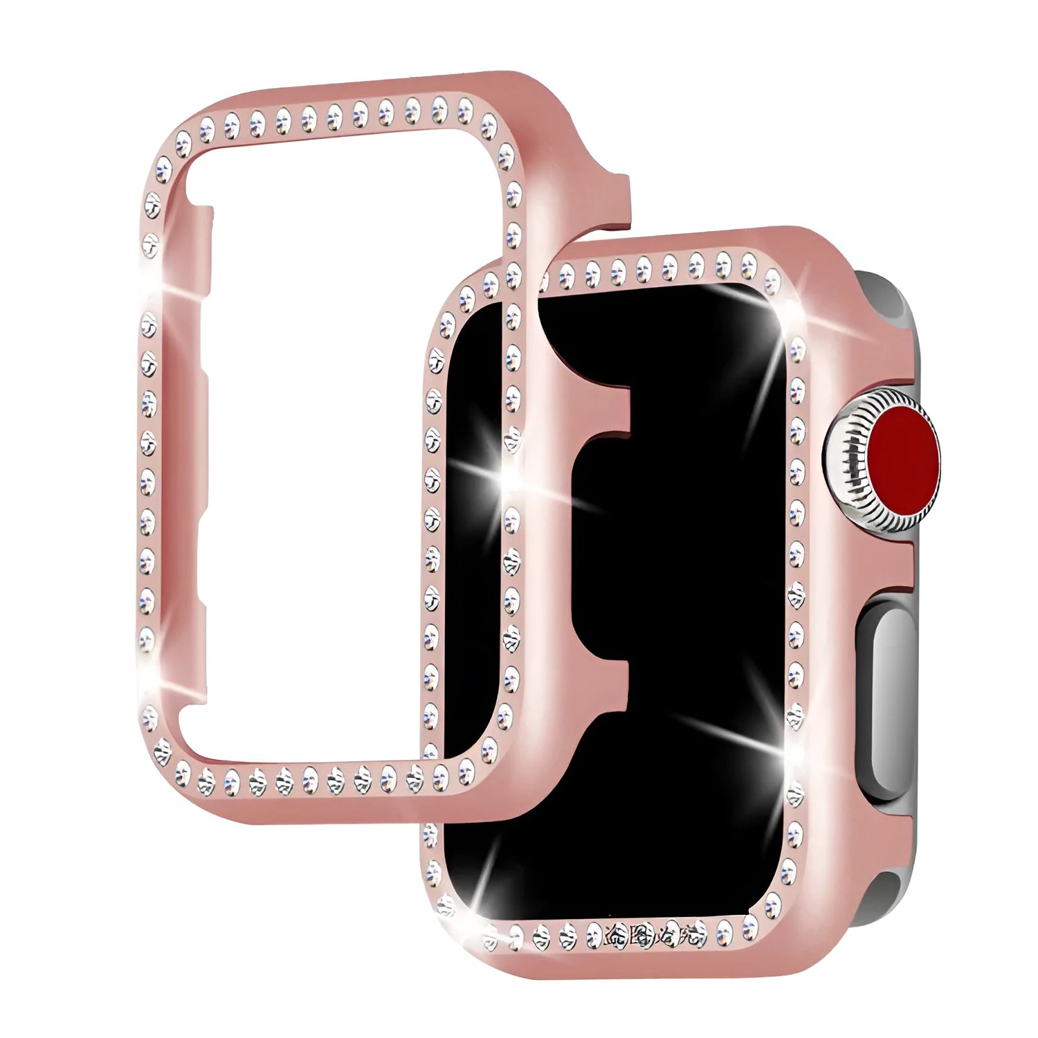 Apple Watch protective case with aluminium alloy diamond frame in metallic silver finish