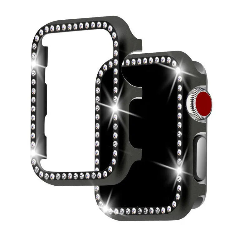 Apple Watch protective case with aluminium alloy diamond frame in metallic silver finish