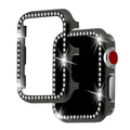 Apple Watch protective case with aluminium alloy diamond frame in metallic silver finish