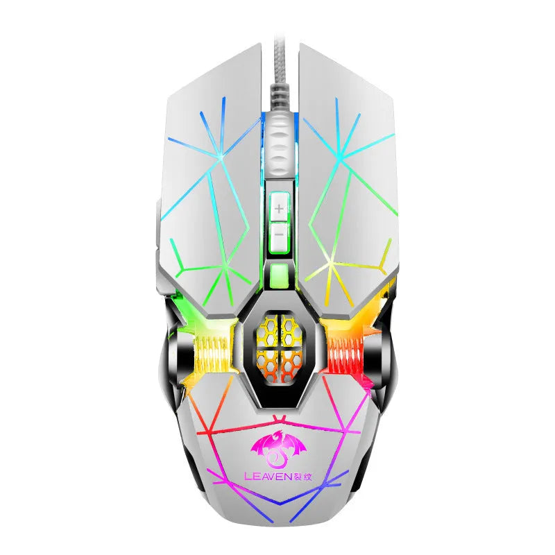 USB wired RGB mechanical mouse with 4000DPI optical sensor, 7 keys, ergonomic design, four-way scroll wheel, black colour option