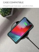 Round acrylic wireless charger with private mode, 5W, 100x8mm, in glossy black finish.