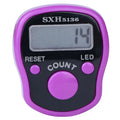 Purple electronic Buddha finger counter ring with LED luminous display for counting up to 99,999 pieces