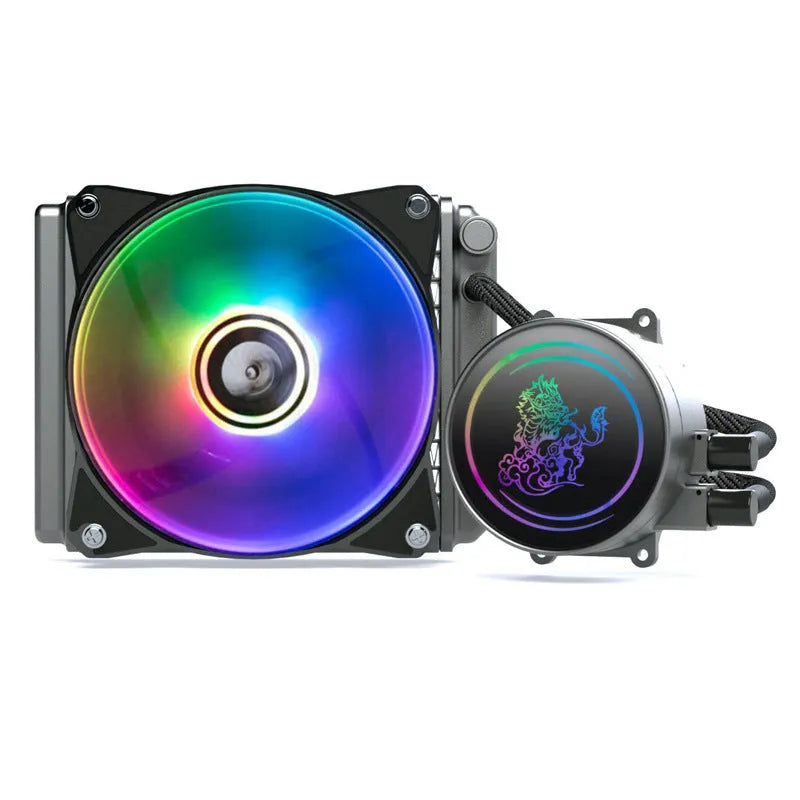 Kirin 240 CPU water cooling radiator with ARGB lighting and a 24 cm black aluminium fin stack.