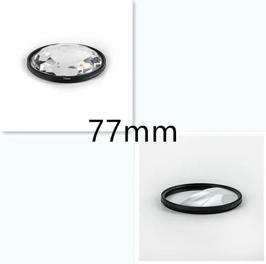 77mm split focus half moon mirror filter for SLR cameras with microfiber cloth and shockproof bag