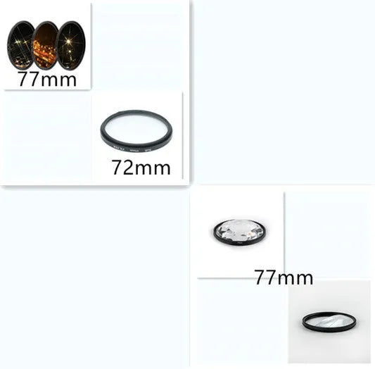 77mm split focus half moon mirror filter for SLR cameras with microfiber cloth and shockproof bag