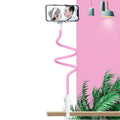 Blue bedside mobile phone holder with flexible memory alloy hose holding a smartphone