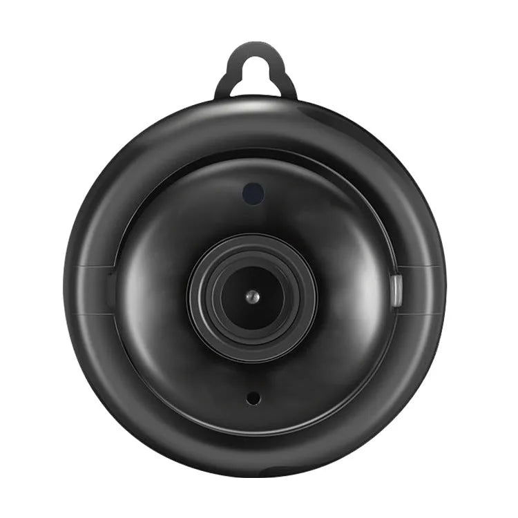 Black compact home wifi camera with HD 1080P resolution and night vision, 90x60x60mm