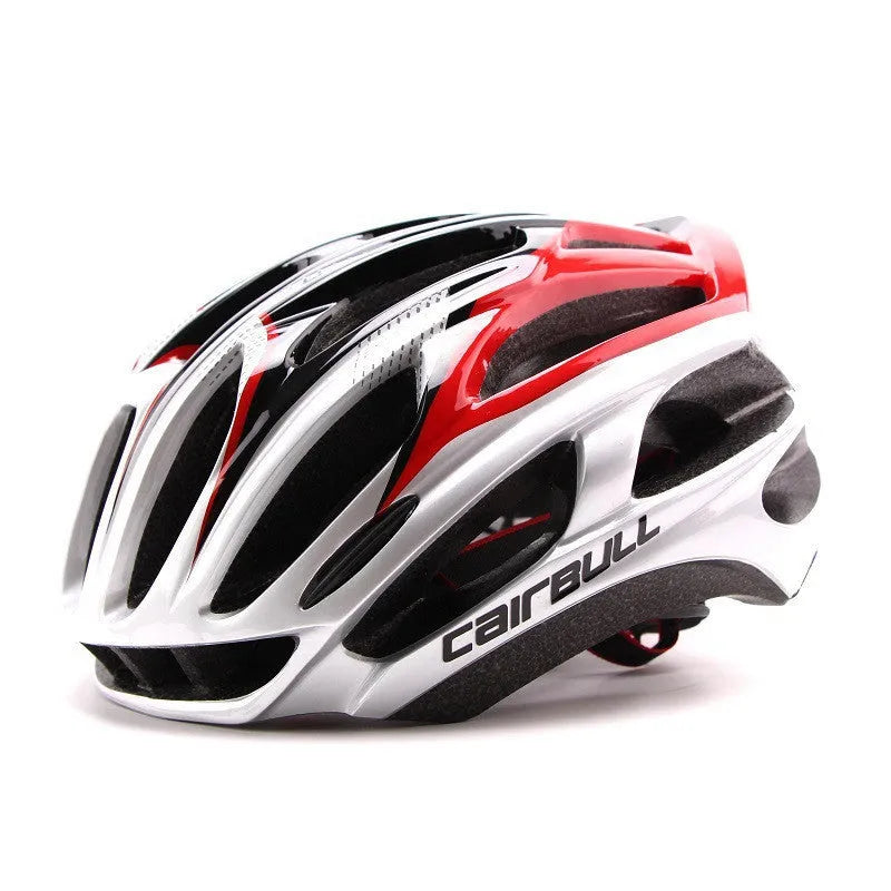 Road mountain bike riding helmet with PC shell and EPS lining in multiple colours including white, black, silver red