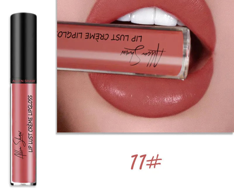 Silky cream texture lip gloss in a cross-border exclusive range of 12 different colours.