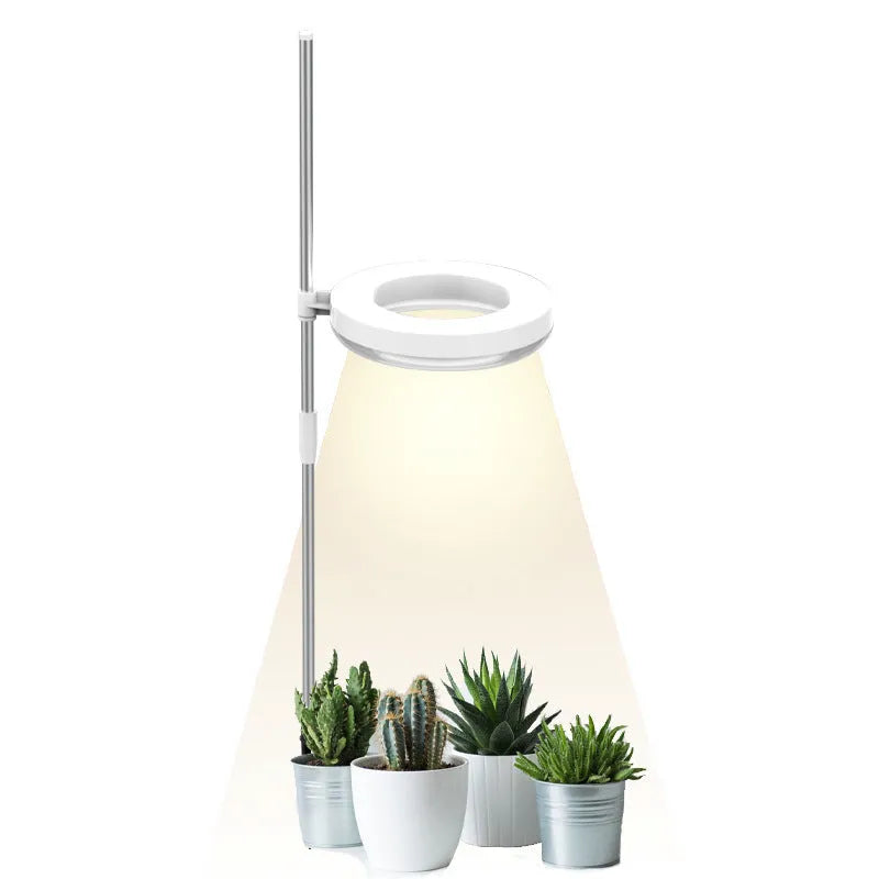 White desk plant growth lamp with LED light for indoor office plants