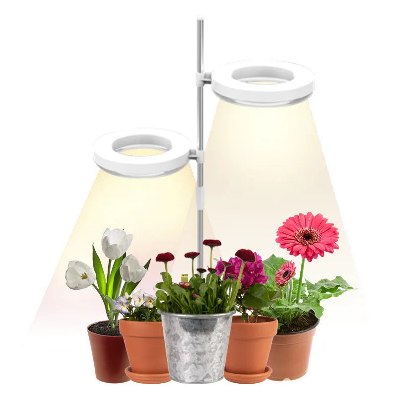 White desk plant growth lamp with LED light for indoor office plants