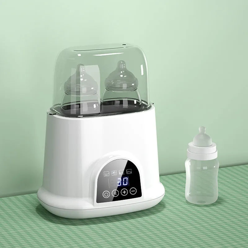 Automatic thermostat milk warmer in white with touch control and steam sterilisation function