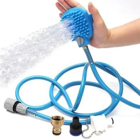 Pet bath sprinkler brush with silicone head and metal adapter for dog grooming