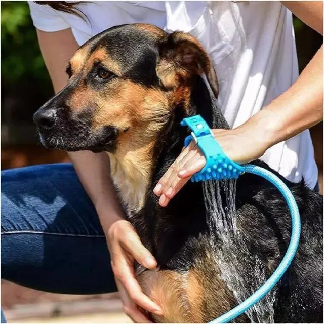 Pet bath sprinkler brush with silicone head and metal adapter for dog grooming