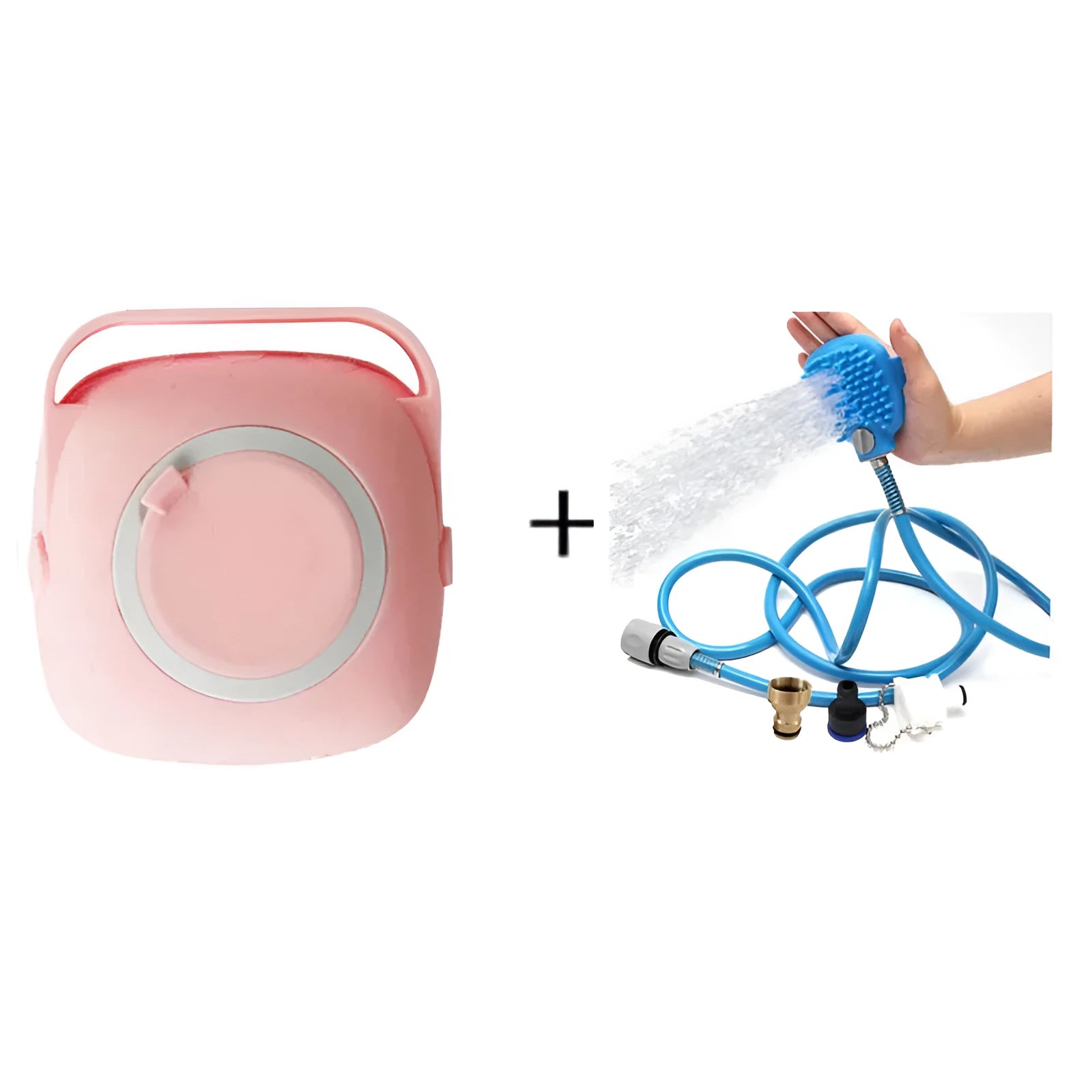 Pet bath sprinkler brush with silicone head and metal adapter for dog grooming