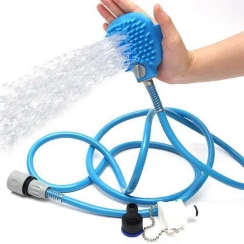 Pet bath sprinkler brush with silicone head and metal adapter for dog grooming