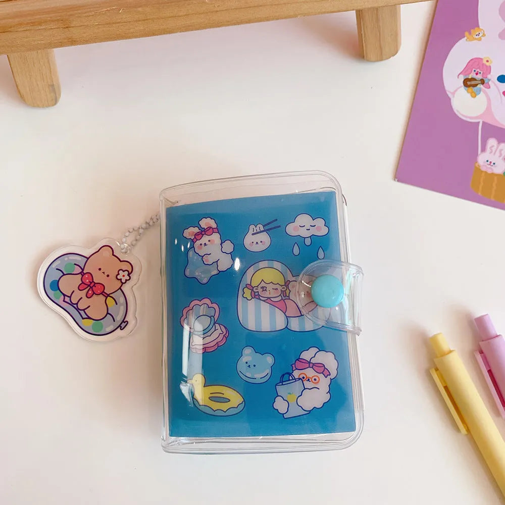 Japanese-style loose leaf refills with heart designs featuring love bear, candy bear, star bunny, and rainbow castle character themes