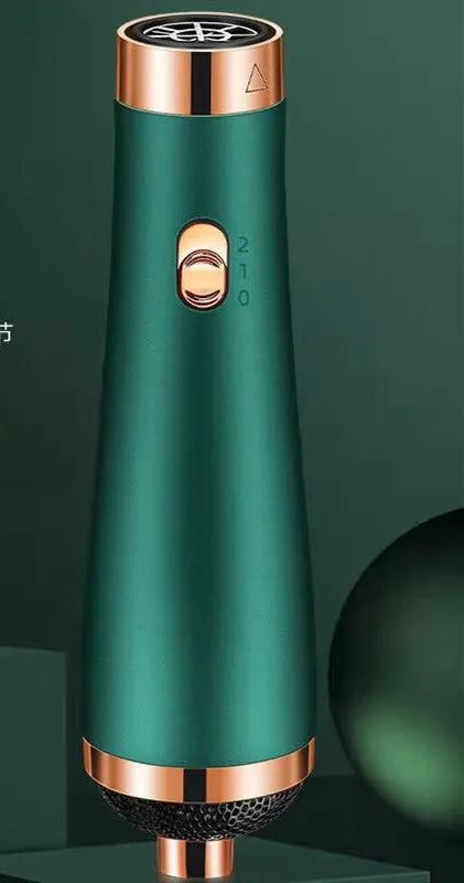 Three-in-one hair dryer in green with foldable handle and multiple speed settings
