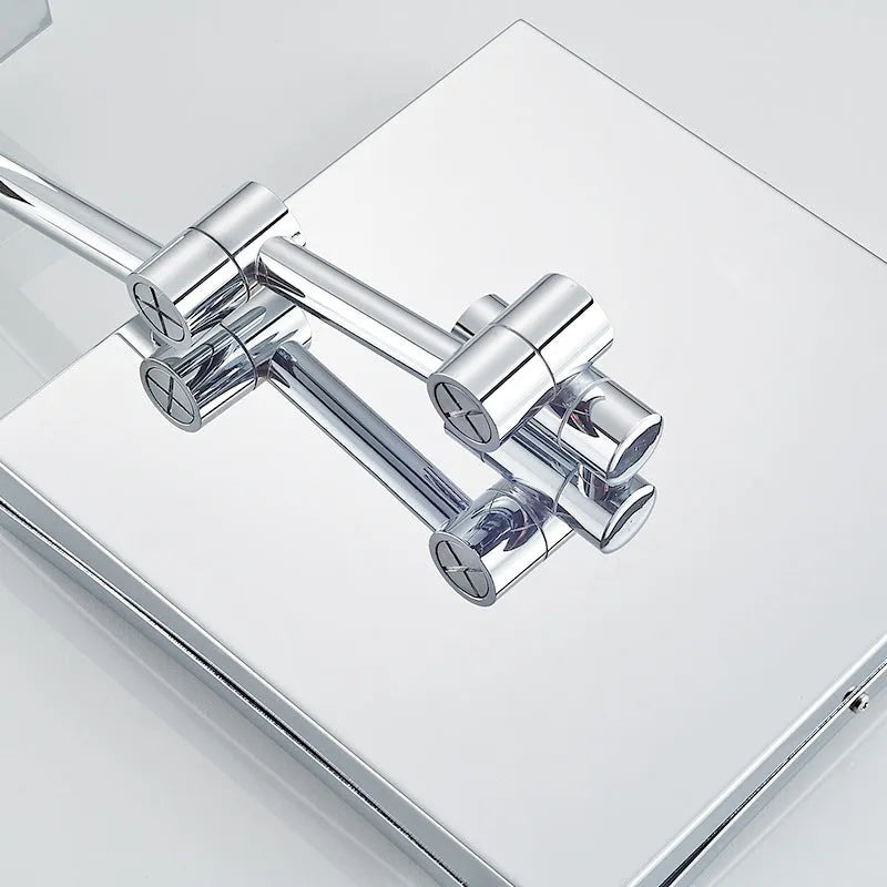 8.5 inch stainless steel folding makeup mirror with light in choice of colours