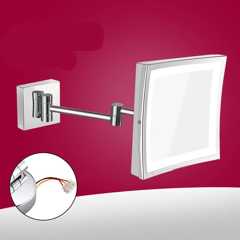 8.5 inch stainless steel folding makeup mirror with light in choice of colours