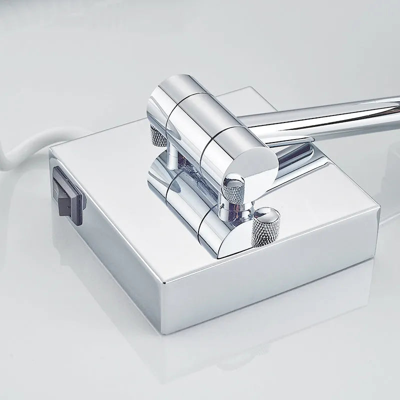 8.5 inch stainless steel folding makeup mirror with light in choice of colours