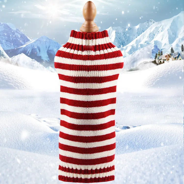 Cashmere twisted rope dog sweater in various colours and sizes on a mannequin