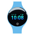 Black Bluetooth smart watch with round 37mm dial and silicone strap on a wrist, showing the 0.66-inch screen.