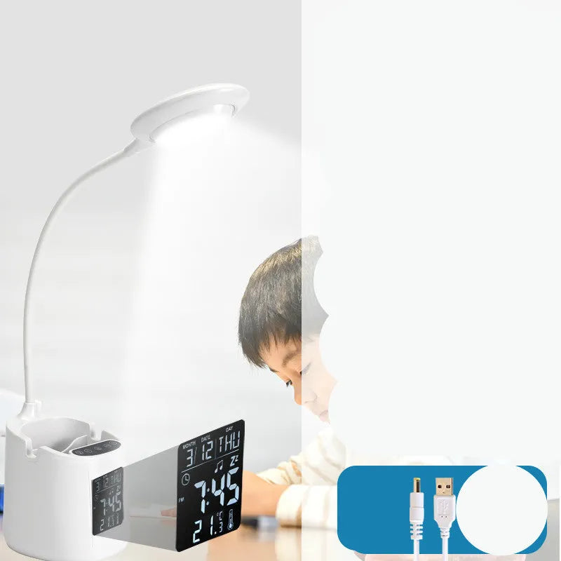 White USB desk lamp with touch control for studying and dormitory use