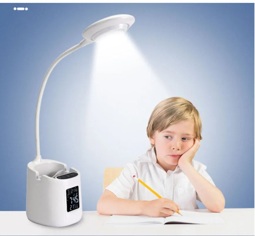 White USB desk lamp with touch control for studying and dormitory use