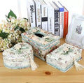 Ceramic tissue box with jewellery storage in bright green, pink or apricot colours