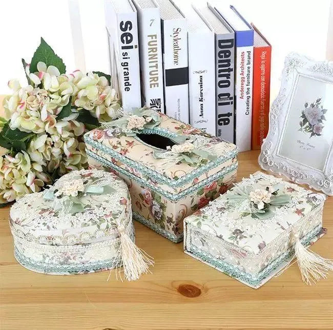 Ceramic tissue box with jewellery storage in bright green, pink or apricot colours