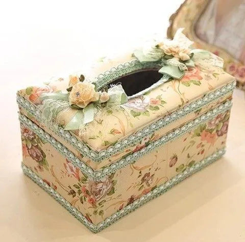 Ceramic tissue box with jewellery storage in bright green, pink or apricot colours