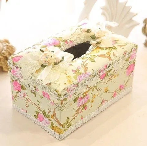 Ceramic tissue box with jewellery storage in bright green, pink or apricot colours