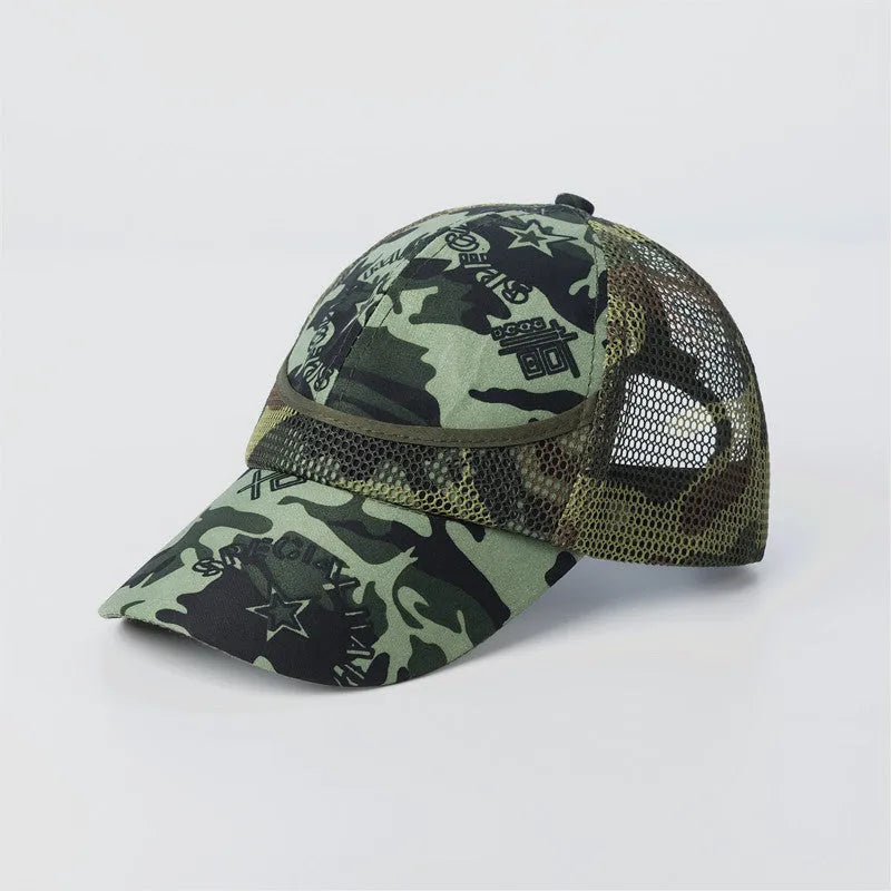 Boys baseball cap sun hat in alphabet camouflage with brim for sun protection