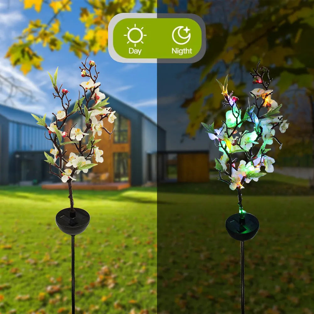 Solar cherry tree garden lights with ground insertion posts for lawn decoration