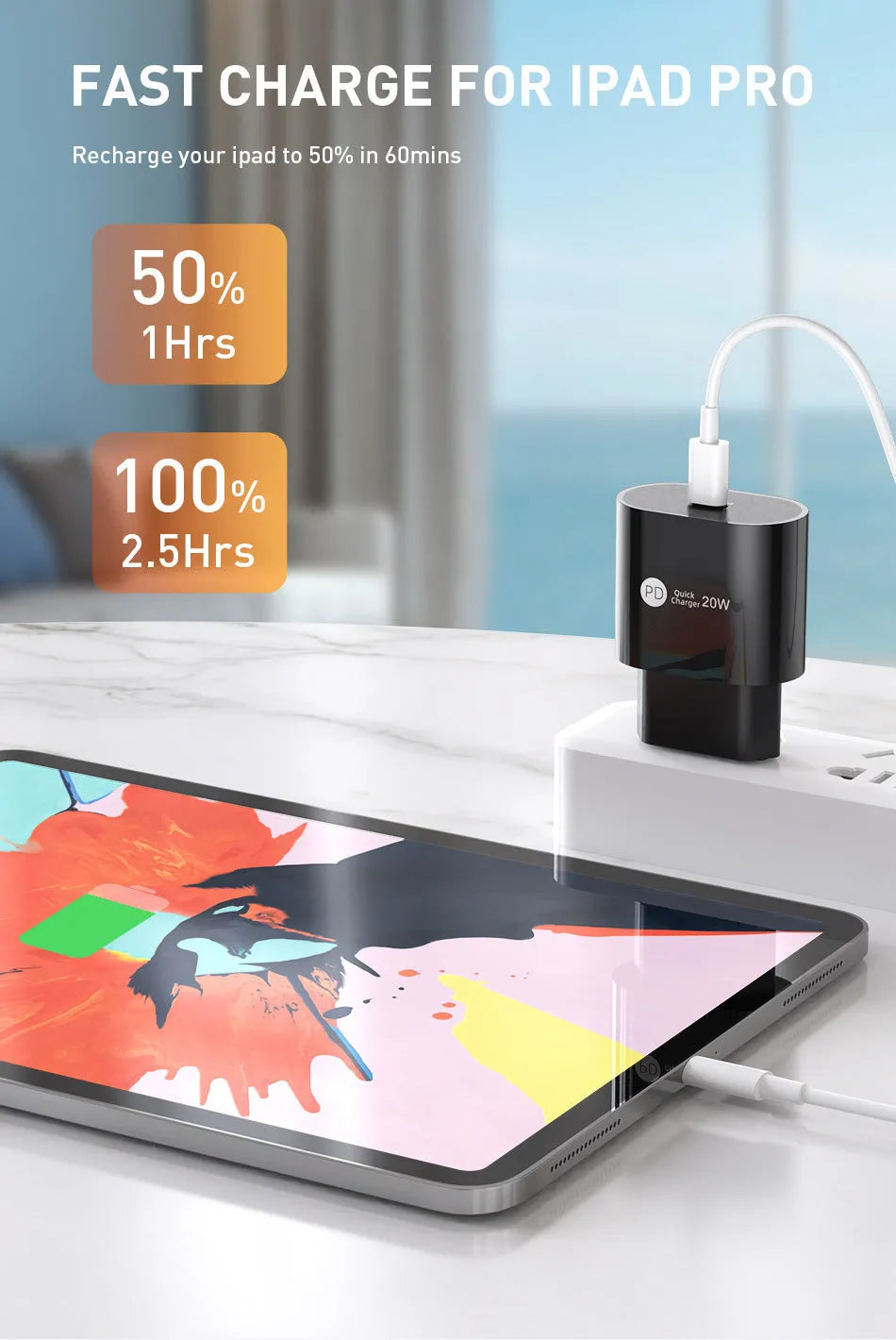 PD20W 20W fast charging head Type-C interface white colour with European Standard plug