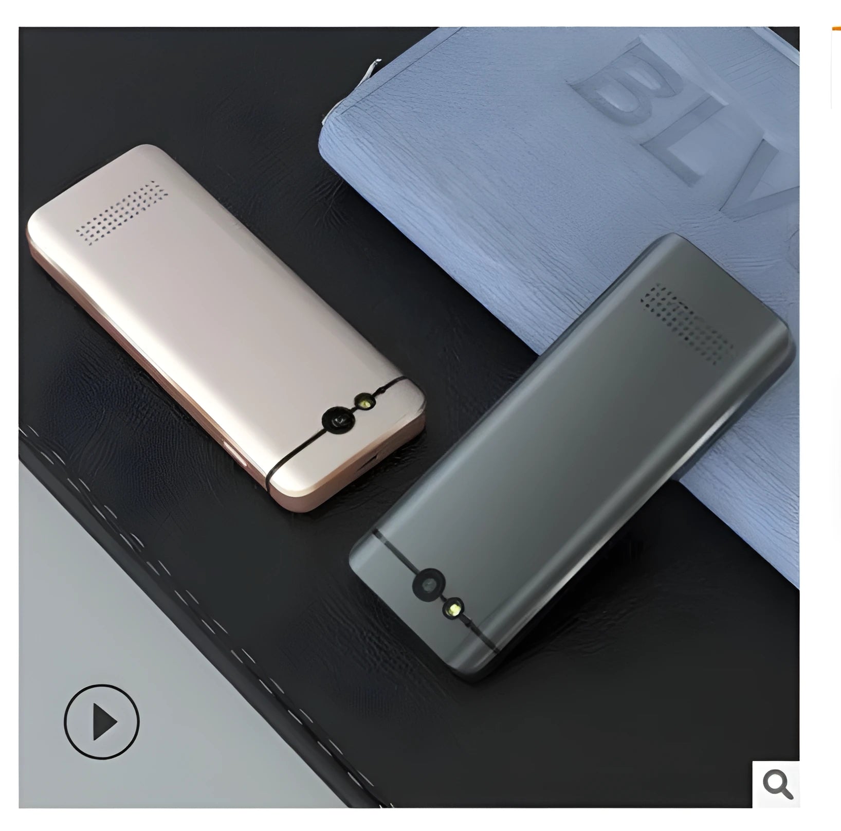 Small M9 translator device in gold and silver grey colours for group chat and photo translation
