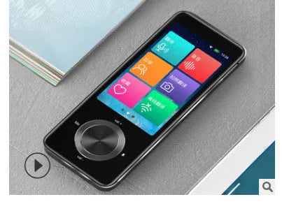Small M9 translator device in gold and silver grey colours for group chat and photo translation
