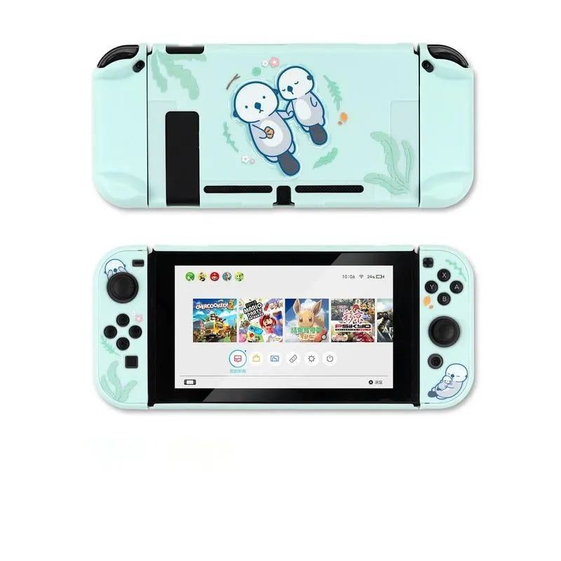 Nintendo Switch Lite protective silicone hard shell case with screen protector and controller grips
