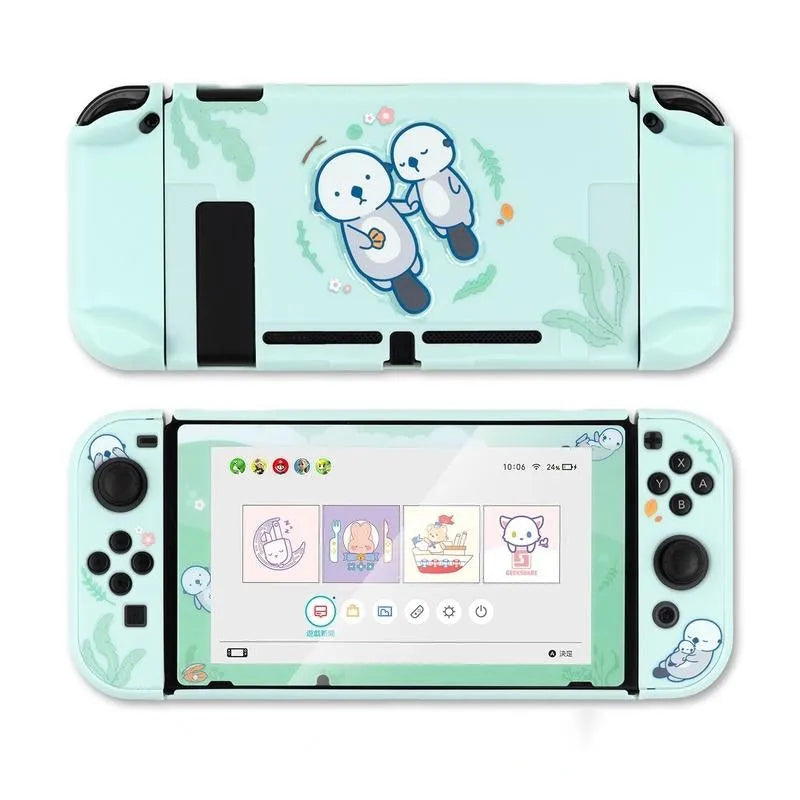 Nintendo Switch Lite protective silicone hard shell case with screen protector and controller grips