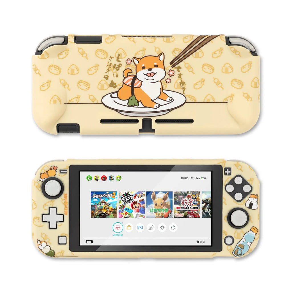 Nintendo Switch Lite protective silicone hard shell case with screen protector and controller grips