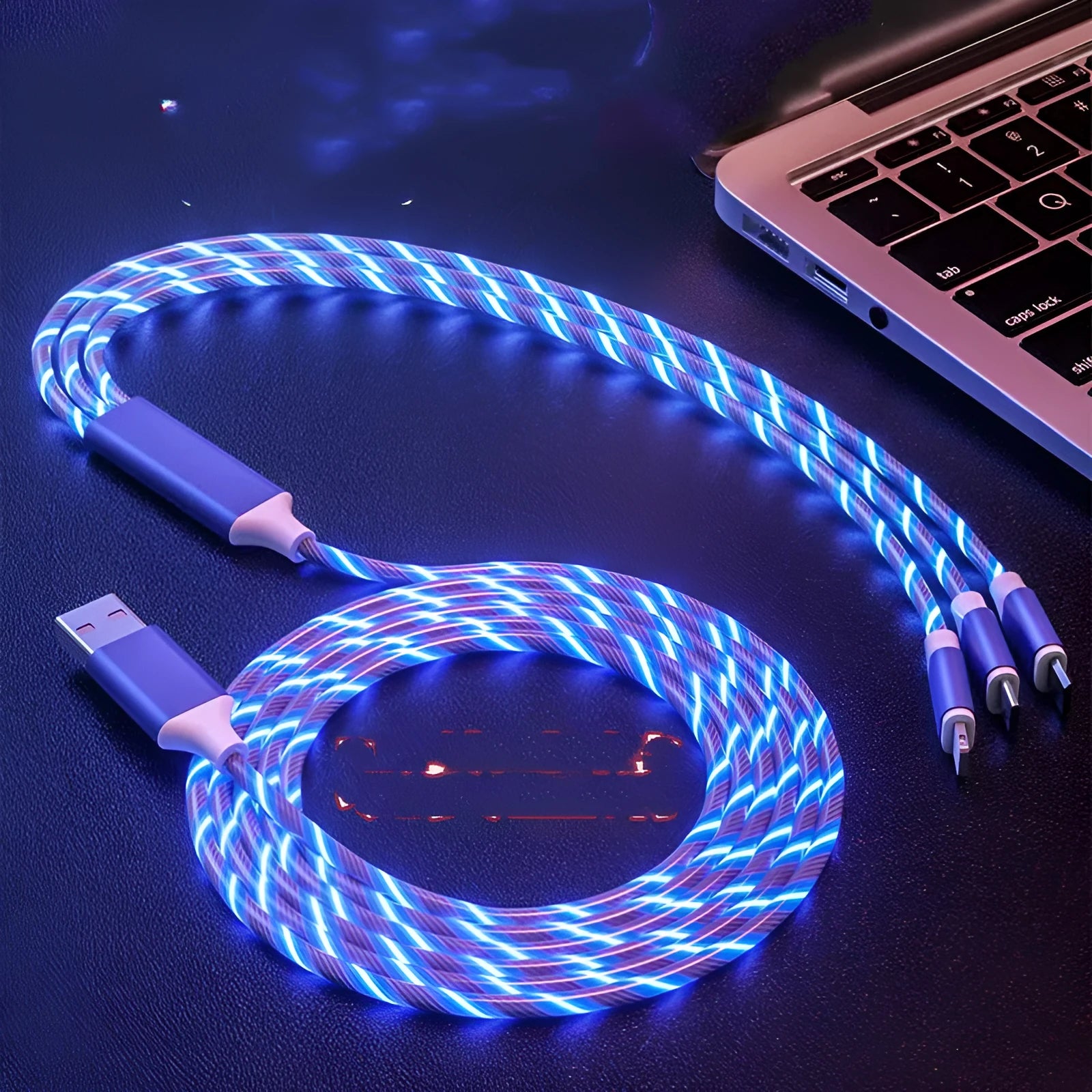 One for three USB streamer data cable in colourful design with 1.25 metre length