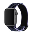 Braided nylon elastic Apple Watch strap with wave pattern in army green colour.